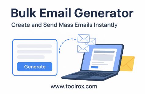 Bulk Email Generator tool by ToolRox to create and send mass emails instantly online